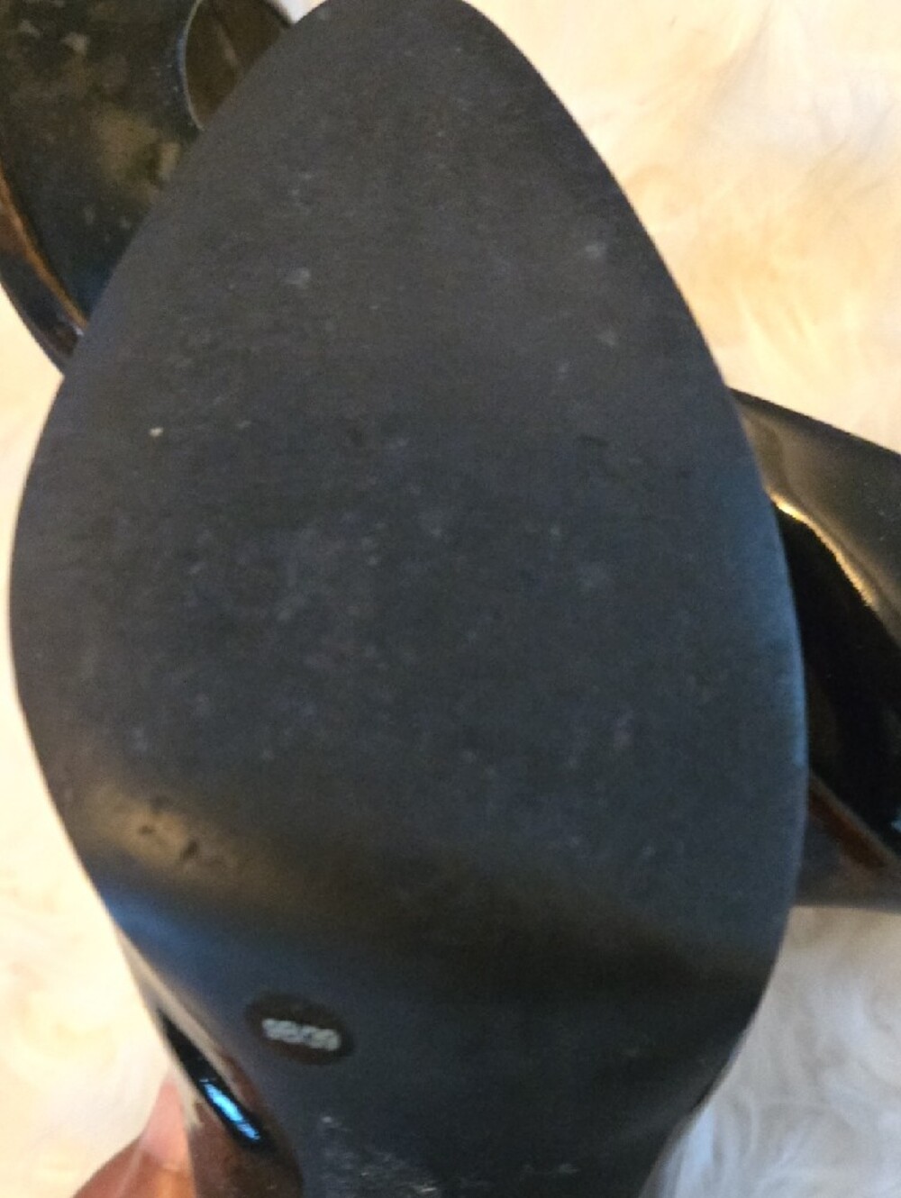 Jessica Simpson Black Patent Round-Toe Pumps with Gold Insole - Picture 7 of 9